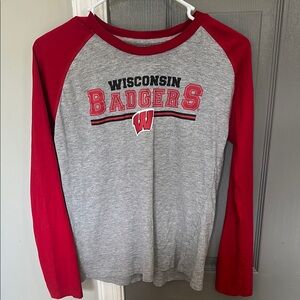 Wisconsin Badgers Kids Raglan Shirt - Red & Gray